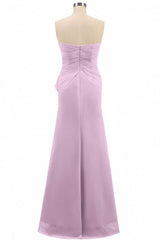 Roze strapless gegolfde zeemeermin lange bruidsmeisje jurk