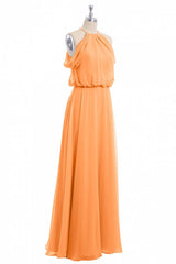 Salie groene chiffon halter blouson-stijl lange bruidsmeisje jurk