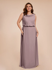 Wind neck chiffon plus size and floor length bride dresses