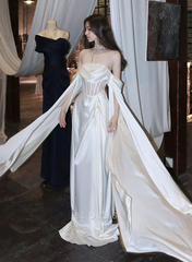 Mermaid Off The Shoulder Ivory formal dresses Bridesmaid Dresses evening gown Prom Dress