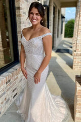 Beaded Backless Mermaid Wedding Dress with Detached Train