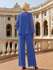 Layered Formal Ensemble Beaded Neckline Occasion Wear Royal Blue