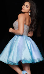 Jovani Strapless Blue Short Party Dress 24547