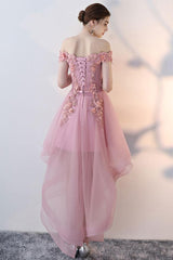 Cute Off Shoulder High Low Homecoming Dress, Fashion Short Party Dress