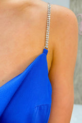 Royal Blue Sheath Cowl Neck Twist Knot Mini Homecoming Dress