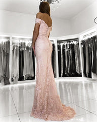 Elegant Mermaid Lace Prom Evening Dresses Off The Shoulder