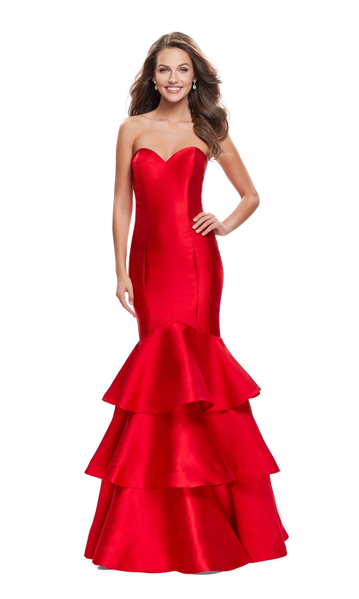 La Femme Strapless Long Tiered Prom Dress 25432