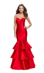 La Femme Strapless Long Tiered Prom Dress 25432