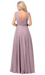 Illusion-Sides Long A-Line Prom Dress with Pleats