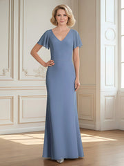 Formal Dress with Butterfly Sleeves and Fitted Waist Dusty Blue
