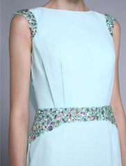 Sheath / Column Mother of the Bride Dress Elegant Bateau Neck Ankle Length Chiffon Sleeveless No with Crystals