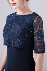 A-line Short Sleeves Chiffon Floor Length Mother of the Bride Dress