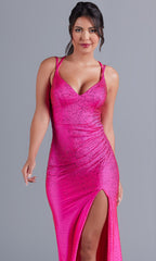PromGirl V-Neck Strappy Open-Back Long Prom Dress