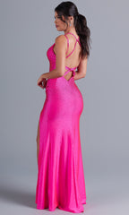 PromGirl V-Neck Strappy Open-Back Long Prom Dress