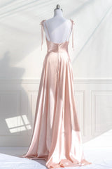 Tie Straps Burgundy Long Prom Dress with Slit