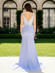 Mermaid Prom Dress with Side Cutouts and High Slit Lavender