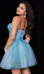 Short Blue Strapless Jovani Party Dress 26094