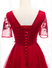 A-Line Prom Dresses Luxurious Dress Wedding Guest Formal Evening Floor Length Short Sleeve Spaghetti Strap Tulle