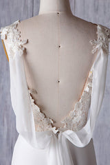 Cheap Sheath Lace Chiffon Long Beach Wedding Dresses