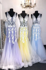 Mermaid Long Prom Dresses with Appliques and Beading,Formal Dresses,Charming Dance Dress