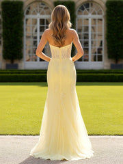 Strapless Sweetheart Gown with Bust Cut-Out Detail Daffodil