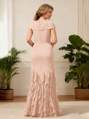 Draped Bodice Evening Dress with Mermaid Hem Detail Coral