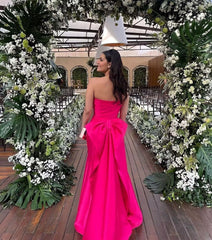Strapless Hot Pink Mermaid Long Prom Dresses J2733