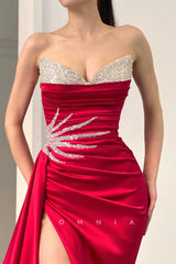P1318 - Off-Shoulder V-Neck Sequins Pleats Side Slit Long Evening Prom Dress