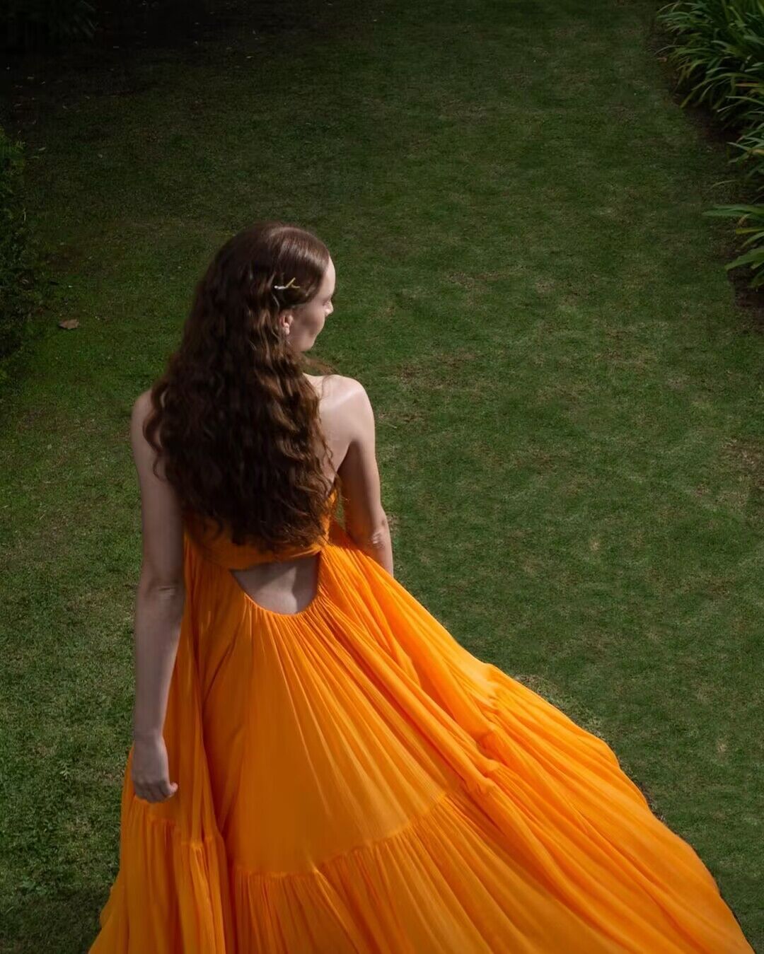 Strapless Orange A Line Long Prom Dresses J2755