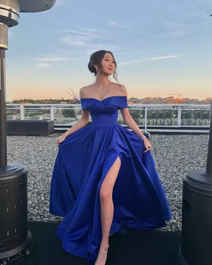 Off The Shoulder A Line Long Prom Dresses J2757
