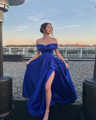 Off The Shoulder A Line Long Prom Dresses J2757