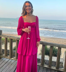 Rose Red A Line Long Prom Dress Formal Party Dress J2866