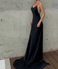 Paghetti Straps Black Mermaid Long Prom Dress J2831