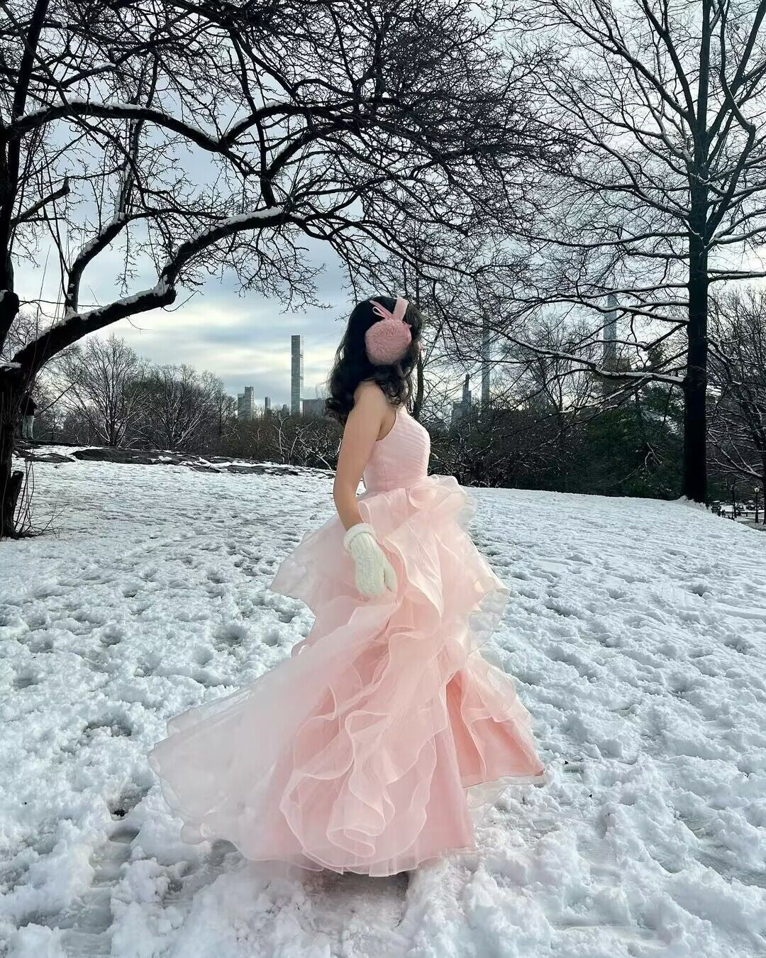 Pink A Line Tulle Long Prom Dress Sweet Party Dress J2773