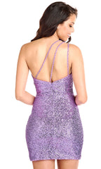 One-Shoulder Short Sequin Homecoming Dress 27776