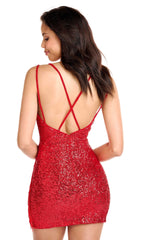 Short Beaded Party Dress with Fringe 27837