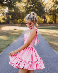 Pink A Line Short Prom Dress Satin Homecoming Dress J2784