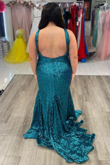 Gold Sequin V-Neck Trumpet Long Prom Dress