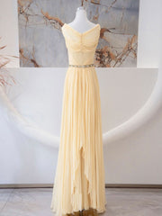 A-line Sweetheart Neck Chiffon Long Prom Dress, Chiffon Formal Evening Dress