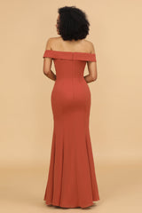 Terrocotta Mermaid Long Chiffon Bridesmaid Dress