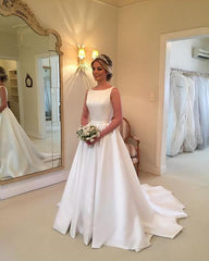 Simple Wedding Dress Satin Fabric, Bridal Gown ,Dresses For Brides