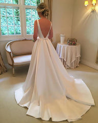 Simple Wedding Dress Satin Fabric, Bridal Gown ,Dresses For Brides