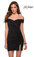 La Femme Tight Black Mini Homecoming Dress 29279
