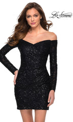 La Femme Long Sleeve Black Homecoming Dress 29339