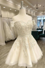 White Appliques A-Line Short Homecoming Dress