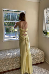Simple Sheath Spaghetti Straps Light Green Long Party Dresses