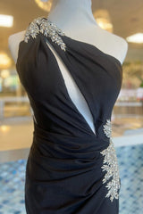 Hot Pink One-Shoulder Keyhole Short Dress with Rhinestones