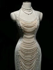 Gorgeous Off Shoulder Mermaid Pearls Chic Wedding Dresses Birthday Outfits, HZ0319