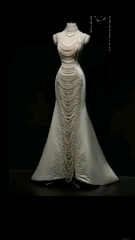 Gorgeous Off Shoulder Mermaid Pearls Chic Wedding Dresses Birthday Outfits, HZ0319