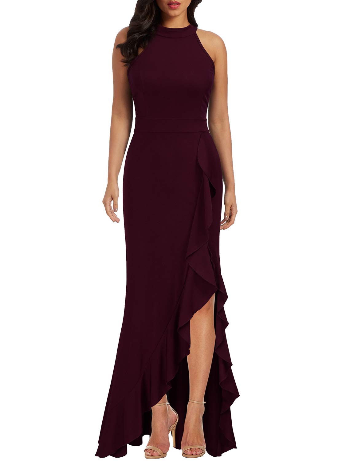 Mermaid High Neck Split Bodycon formal dresses Bridesmaid Dresses evening gown Prom Dress